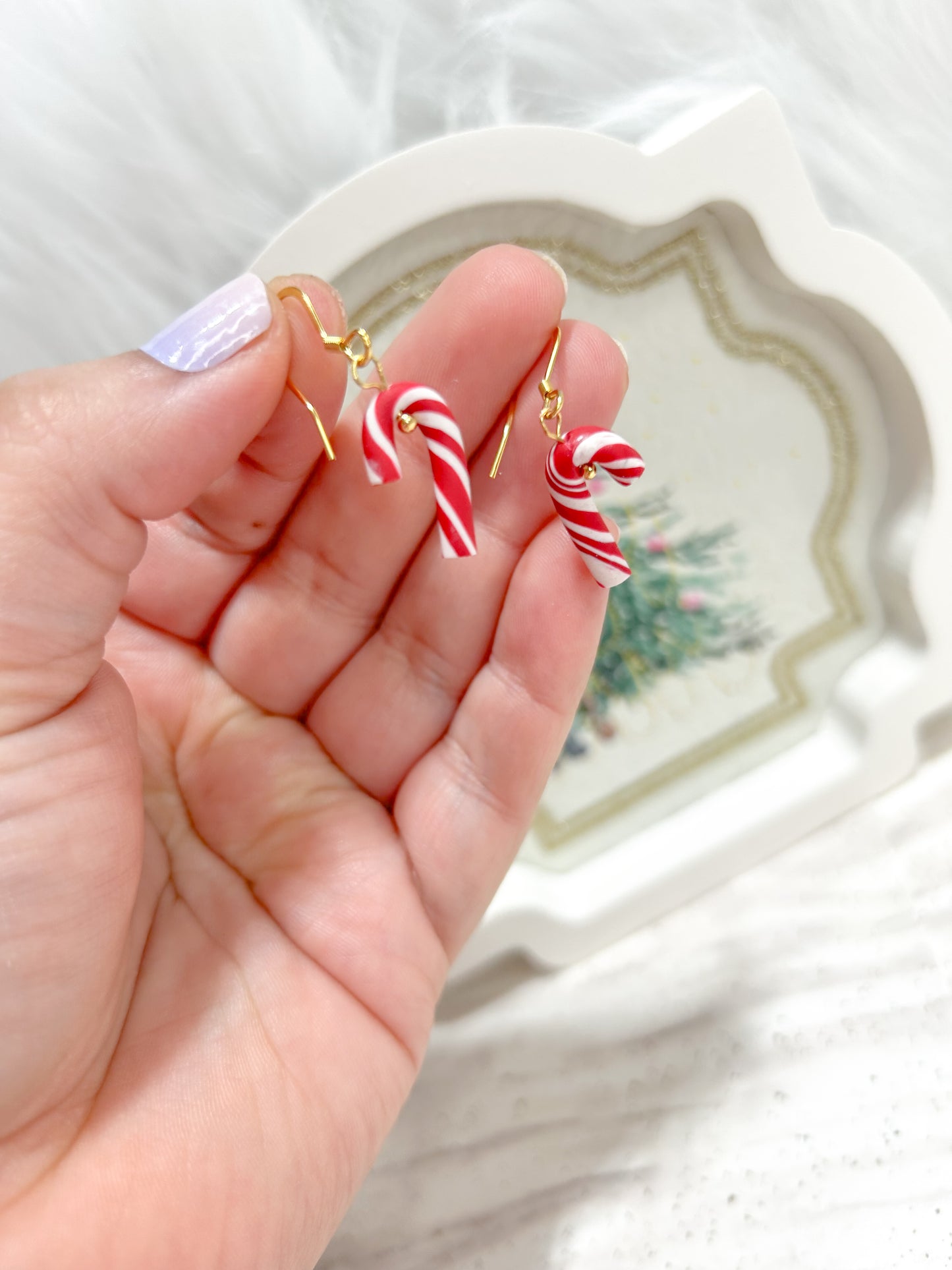 Candy Cane Dangle Earrings