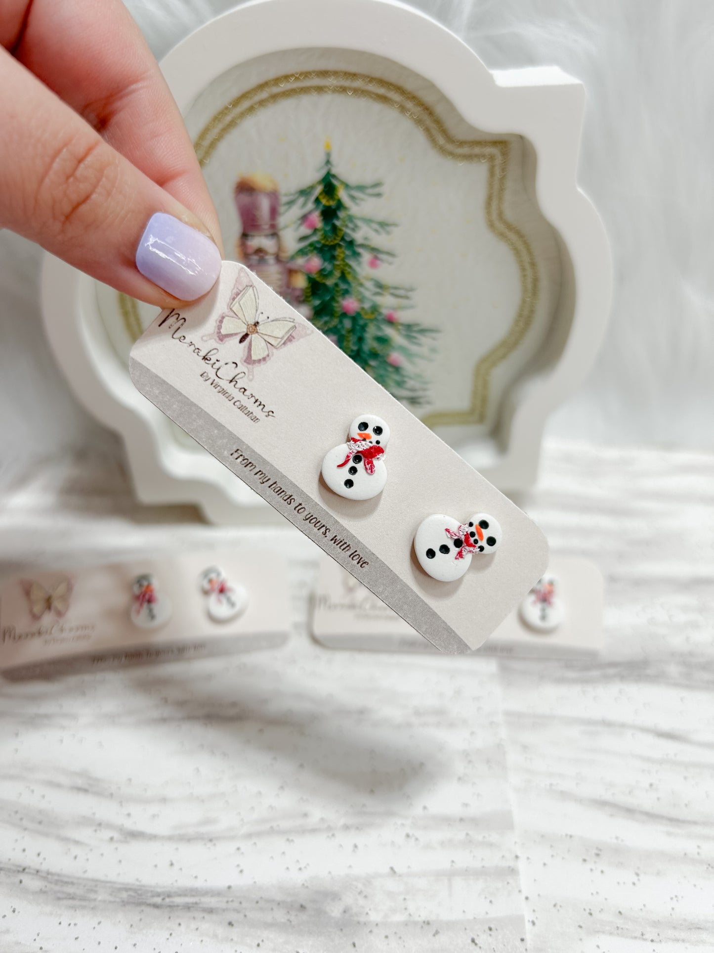 Snow man stud earrings