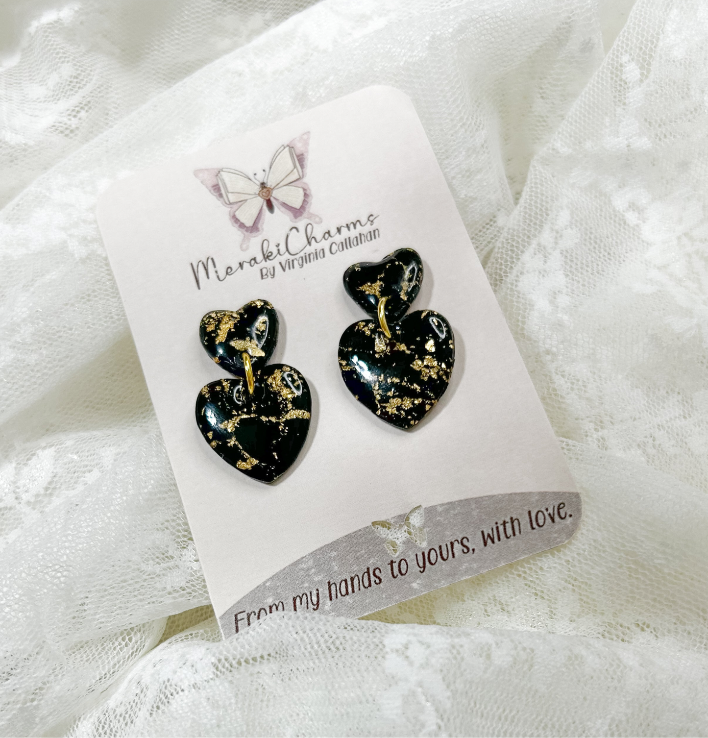 Black and Gold Dangle Earrings