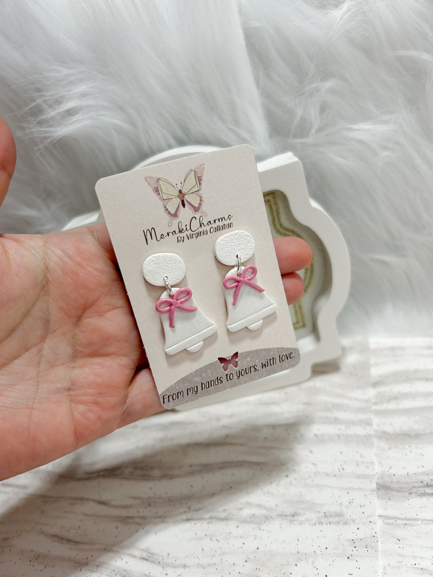 Christmas Bell Polymer Clay Dangle Earrings