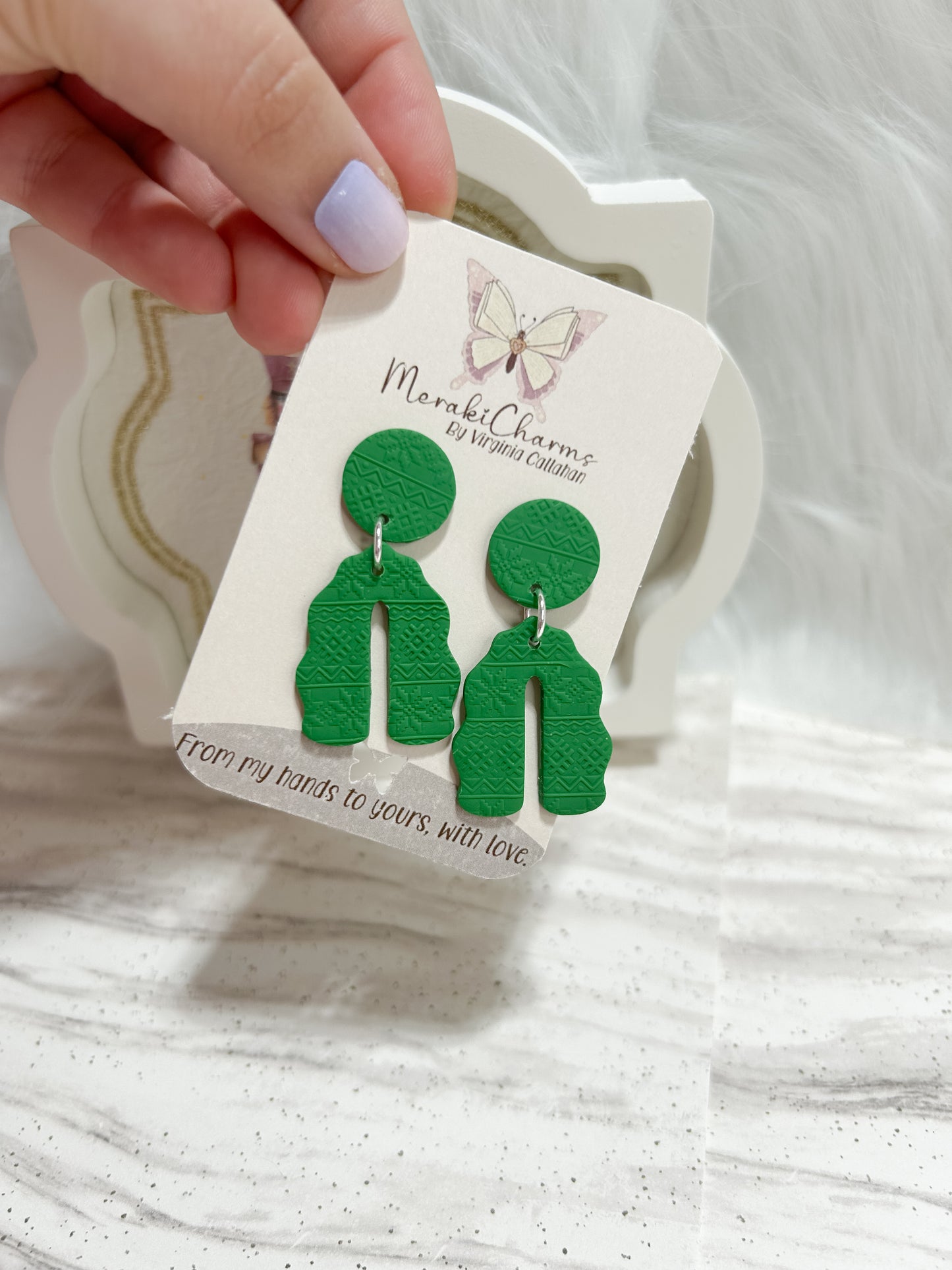 Green Arch Dangle Earrings