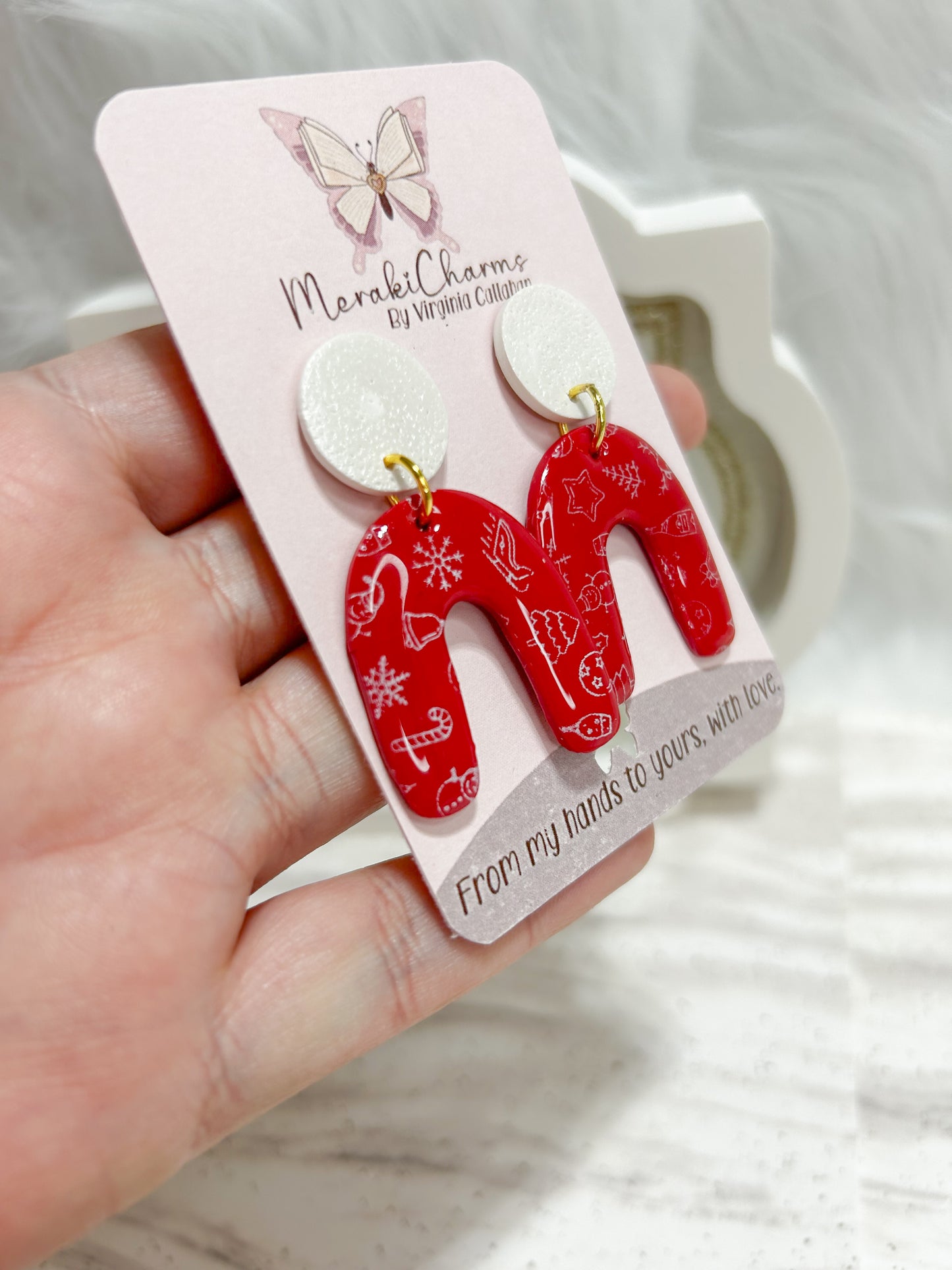 Red Arch Christmas Dangle Earrings