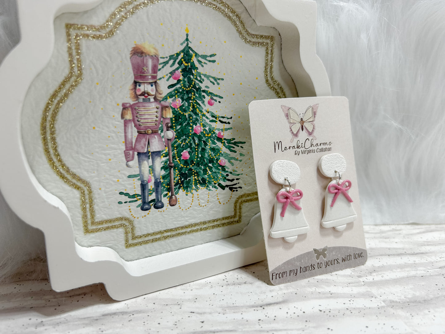 Christmas Bell Polymer Clay Dangle Earrings