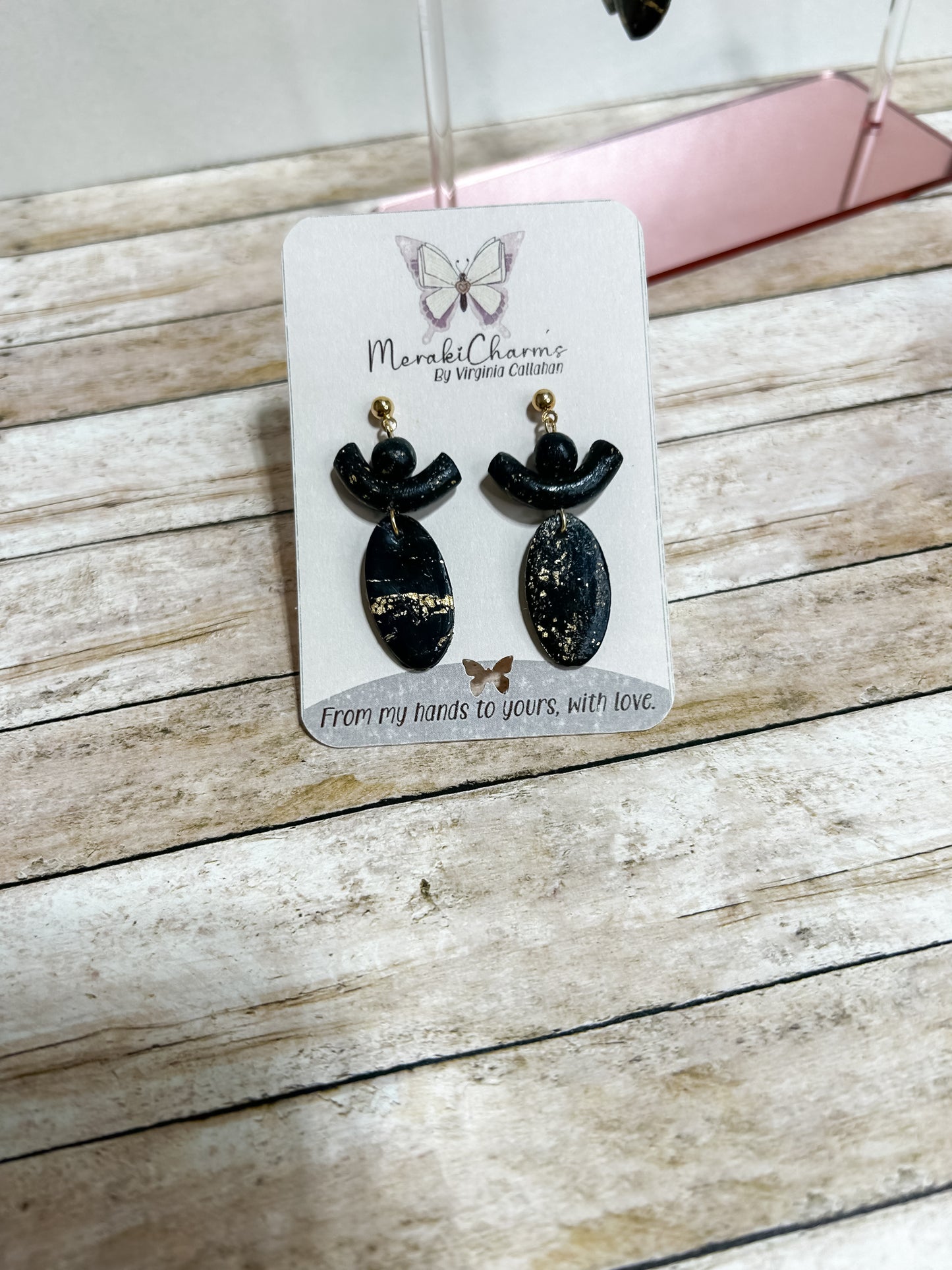 Black and gold Dangle earrings