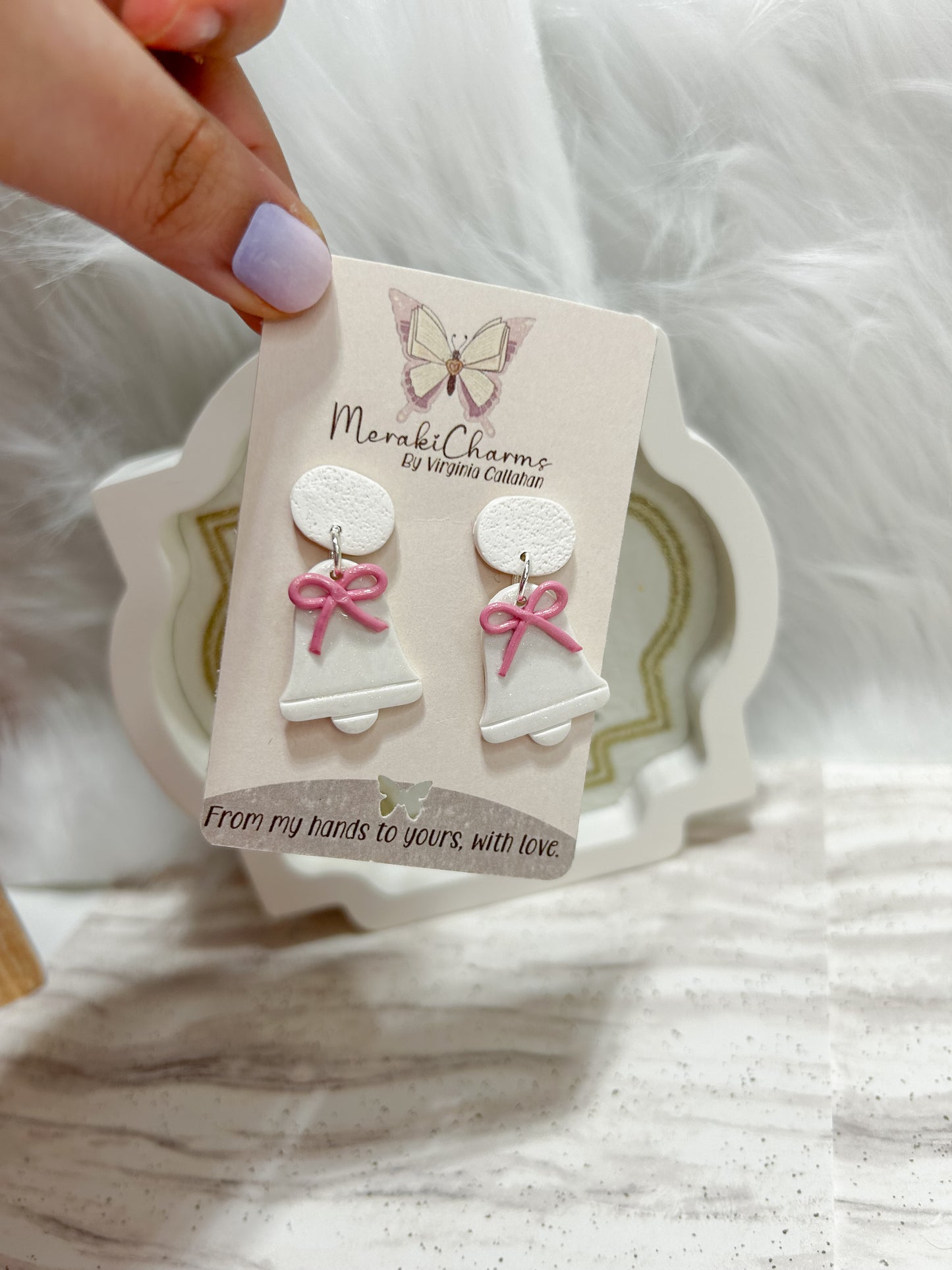 Christmas Bell Polymer Clay Dangle Earrings