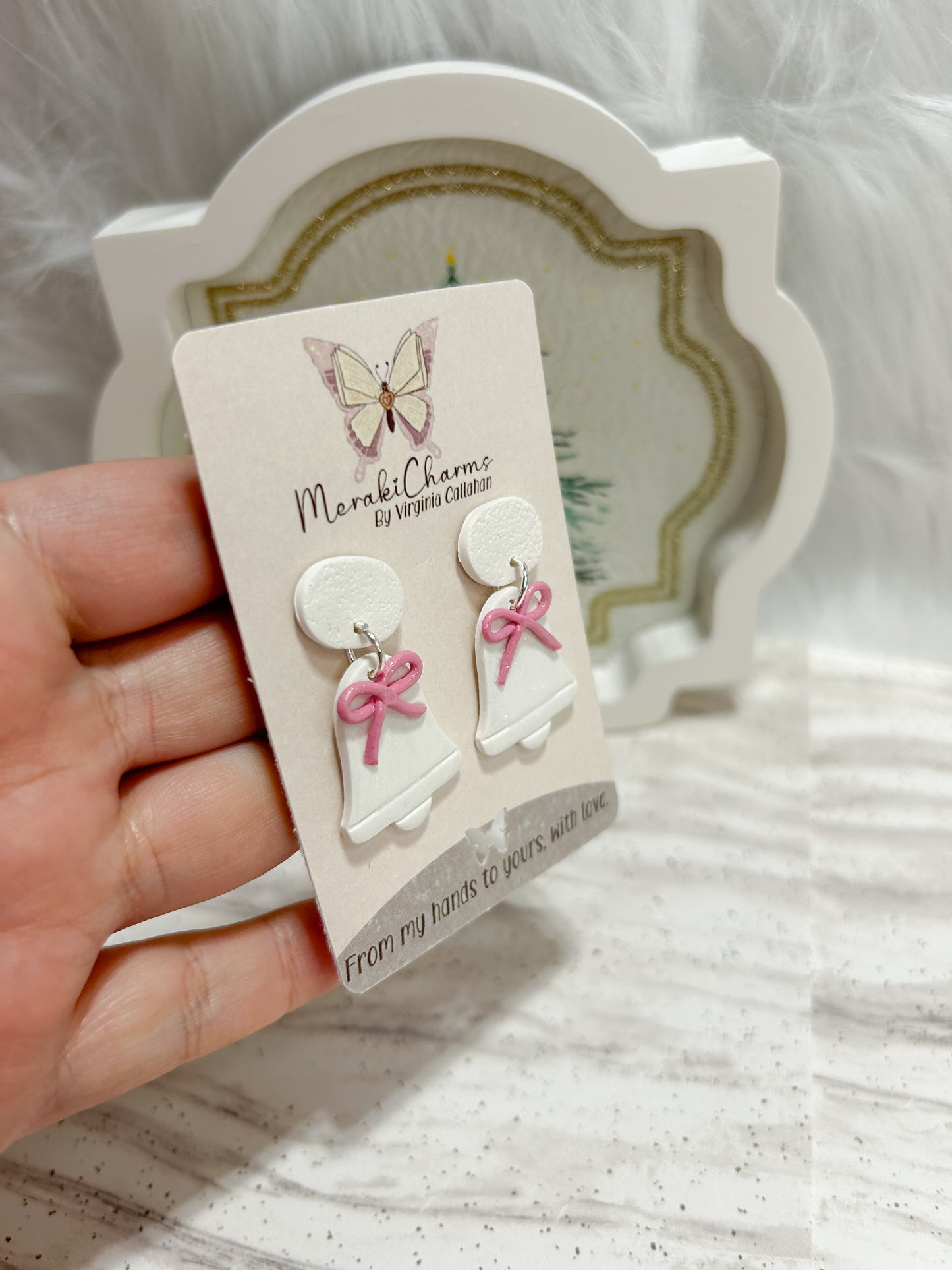 Christmas Bell Polymer Clay Dangle Earrings