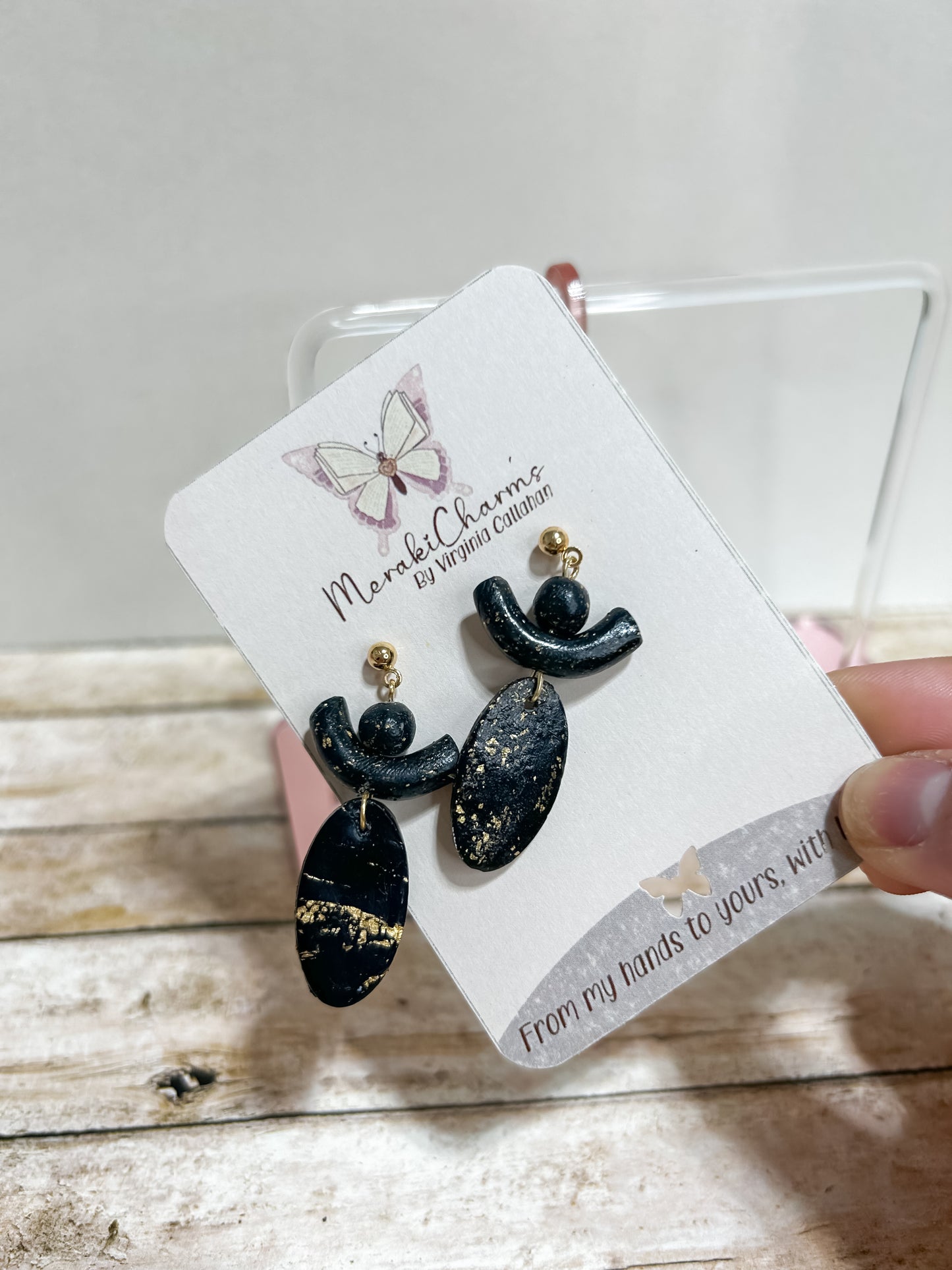 Black and gold Dangle earrings