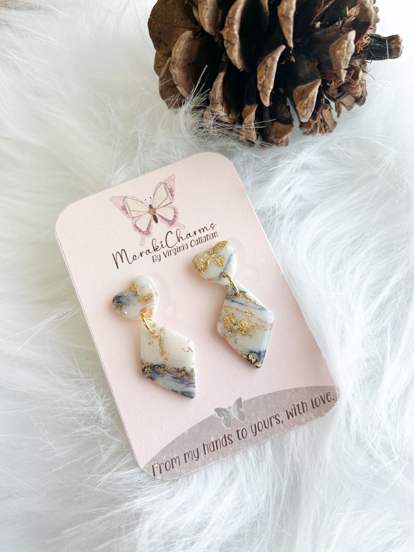 Heart Drops Marble Dangle Earrings