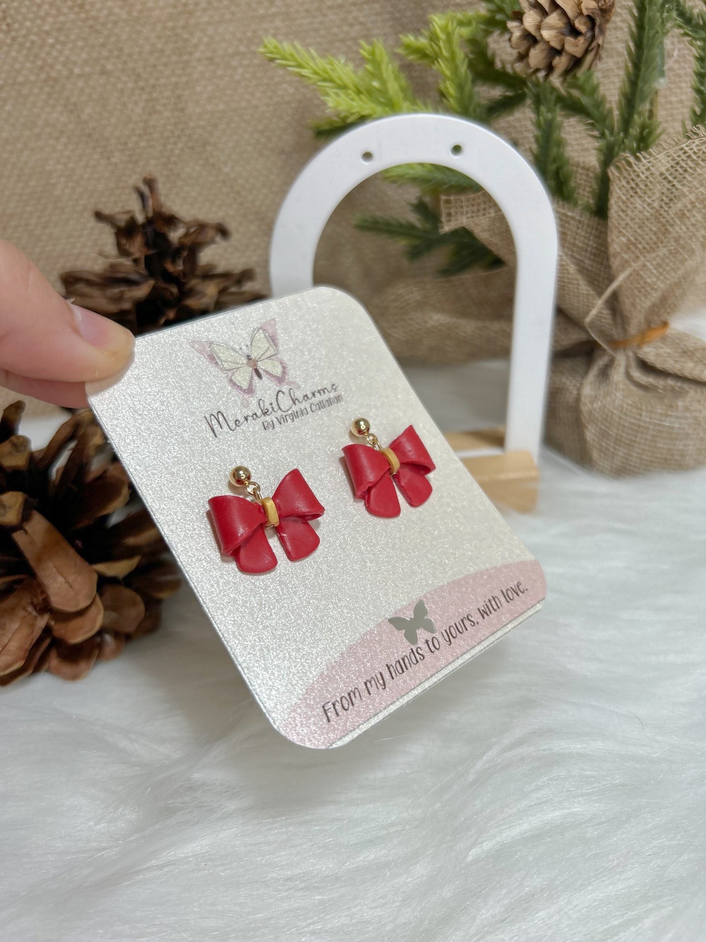Christmas Bows dangle earrings