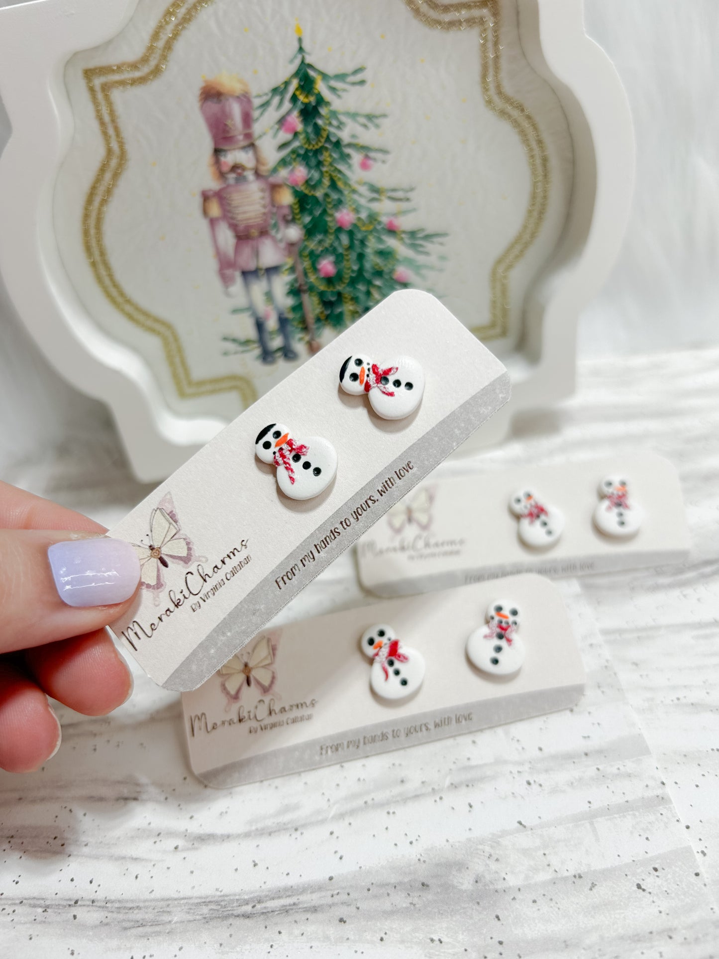 Snow man stud earrings