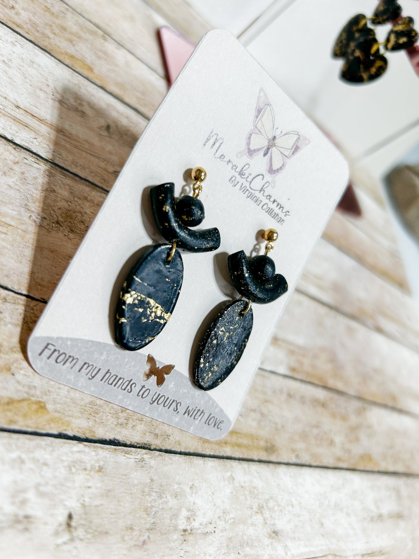 Black and gold Dangle earrings