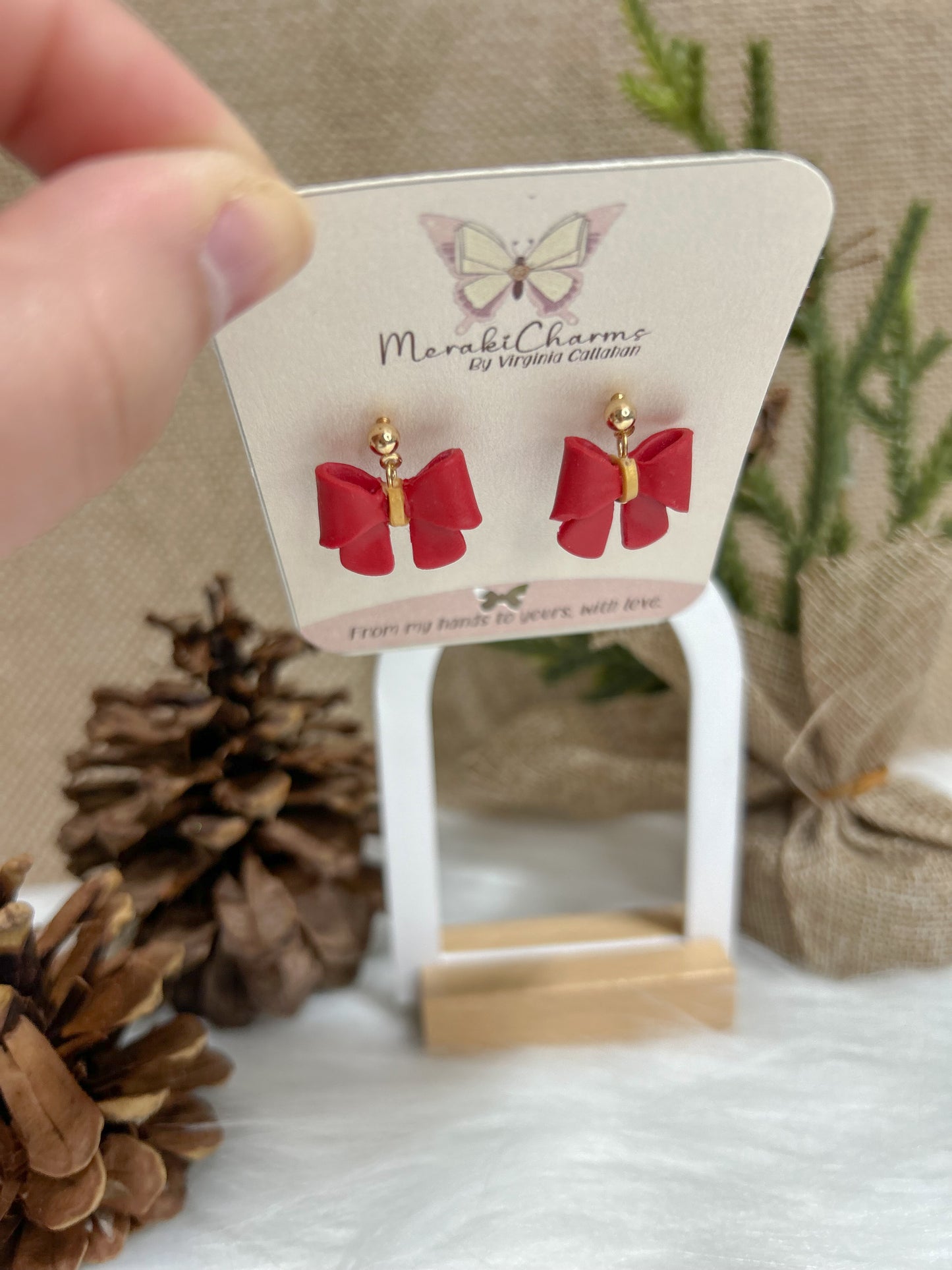 Christmas Bows dangle earrings