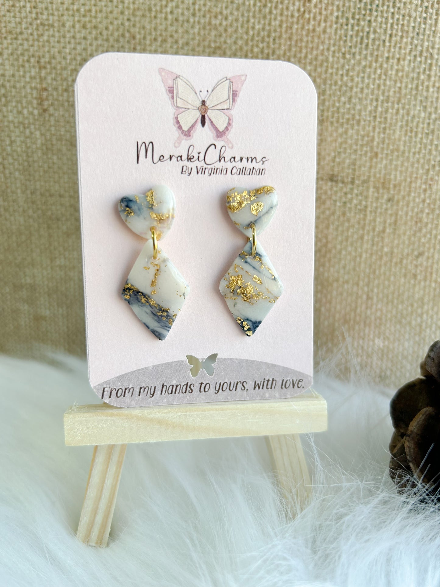 Heart Drops Marble Dangle Earrings