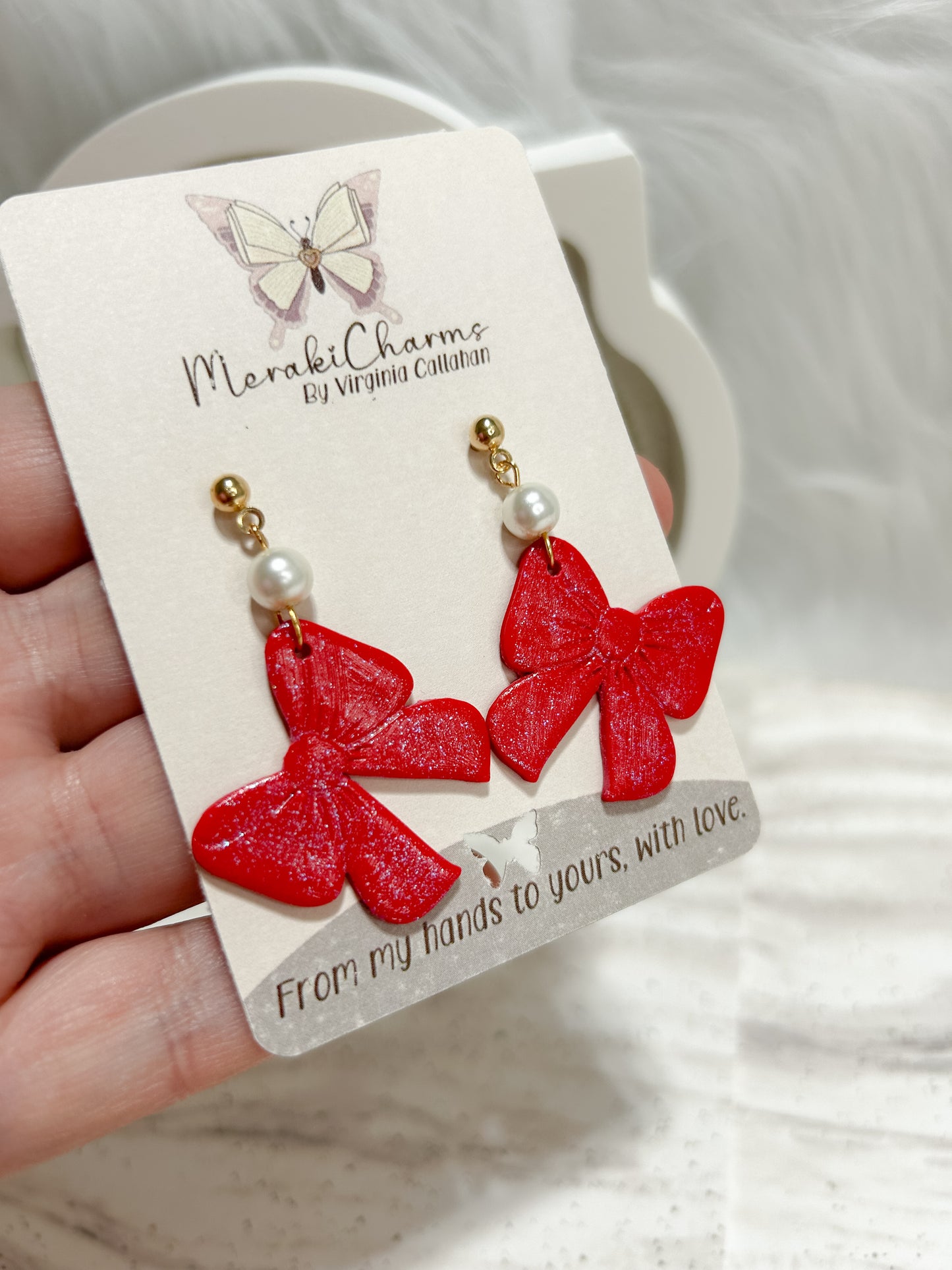 Red Bows Dangle Earrings