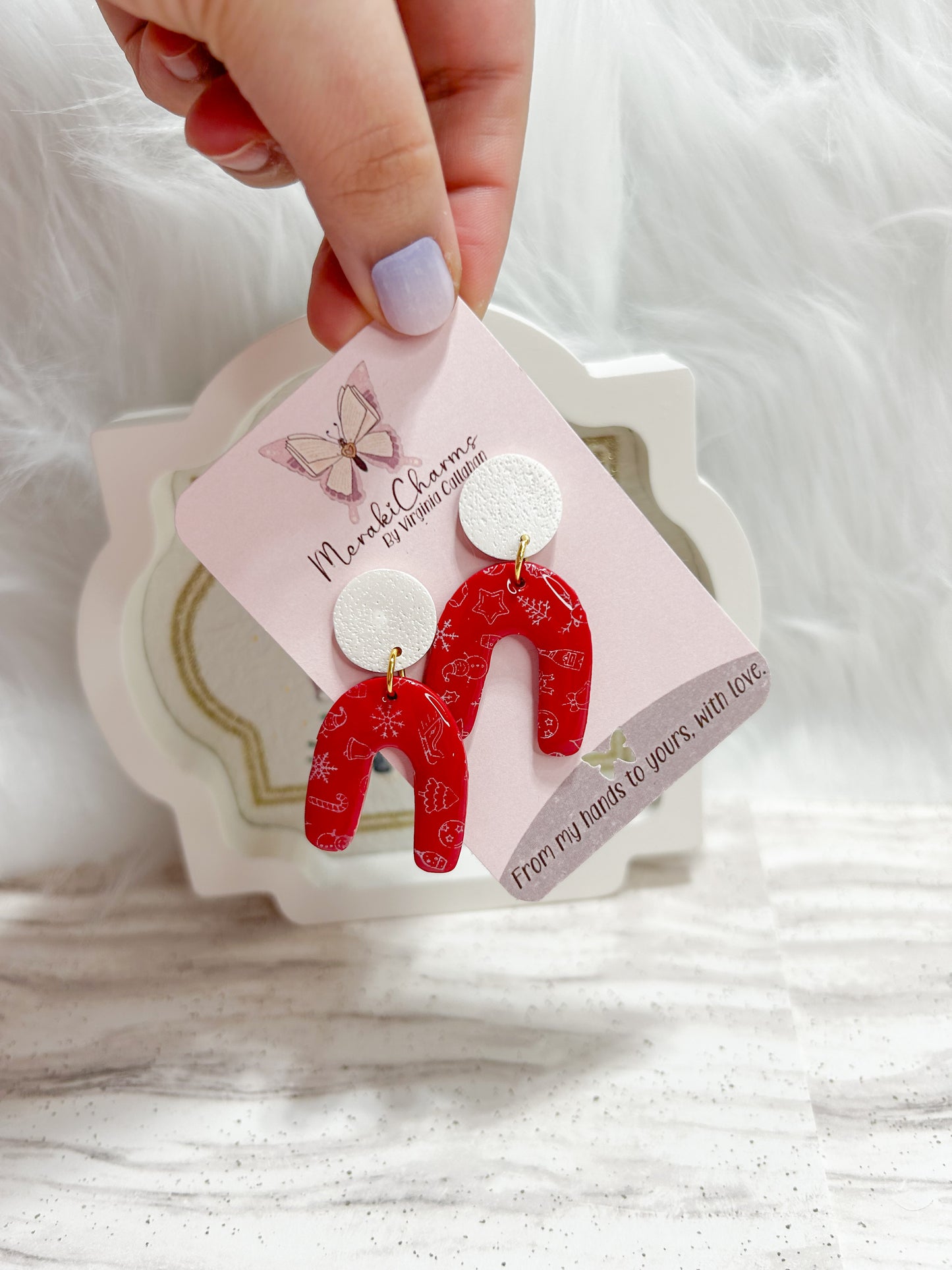 Red Arch Christmas Dangle Earrings