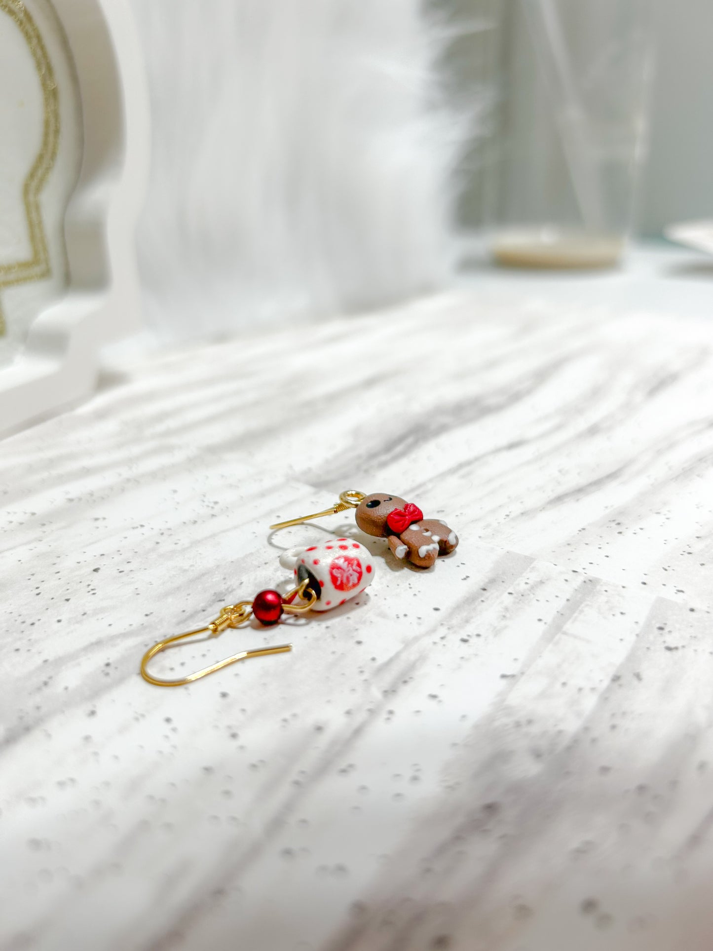 Mini sculpture Gingerbread man Dangle Earrings