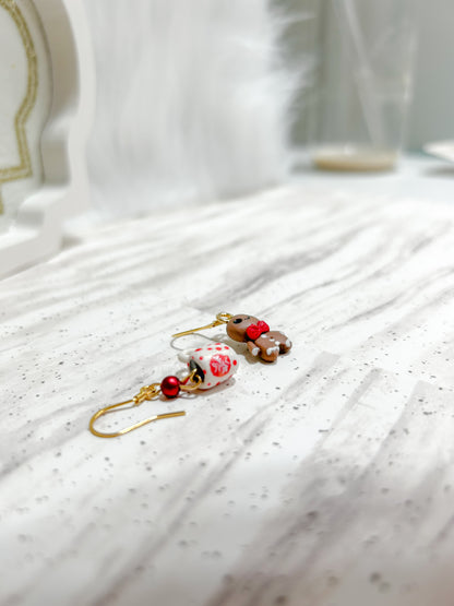 Mini sculpture Gingerbread man Dangle Earrings