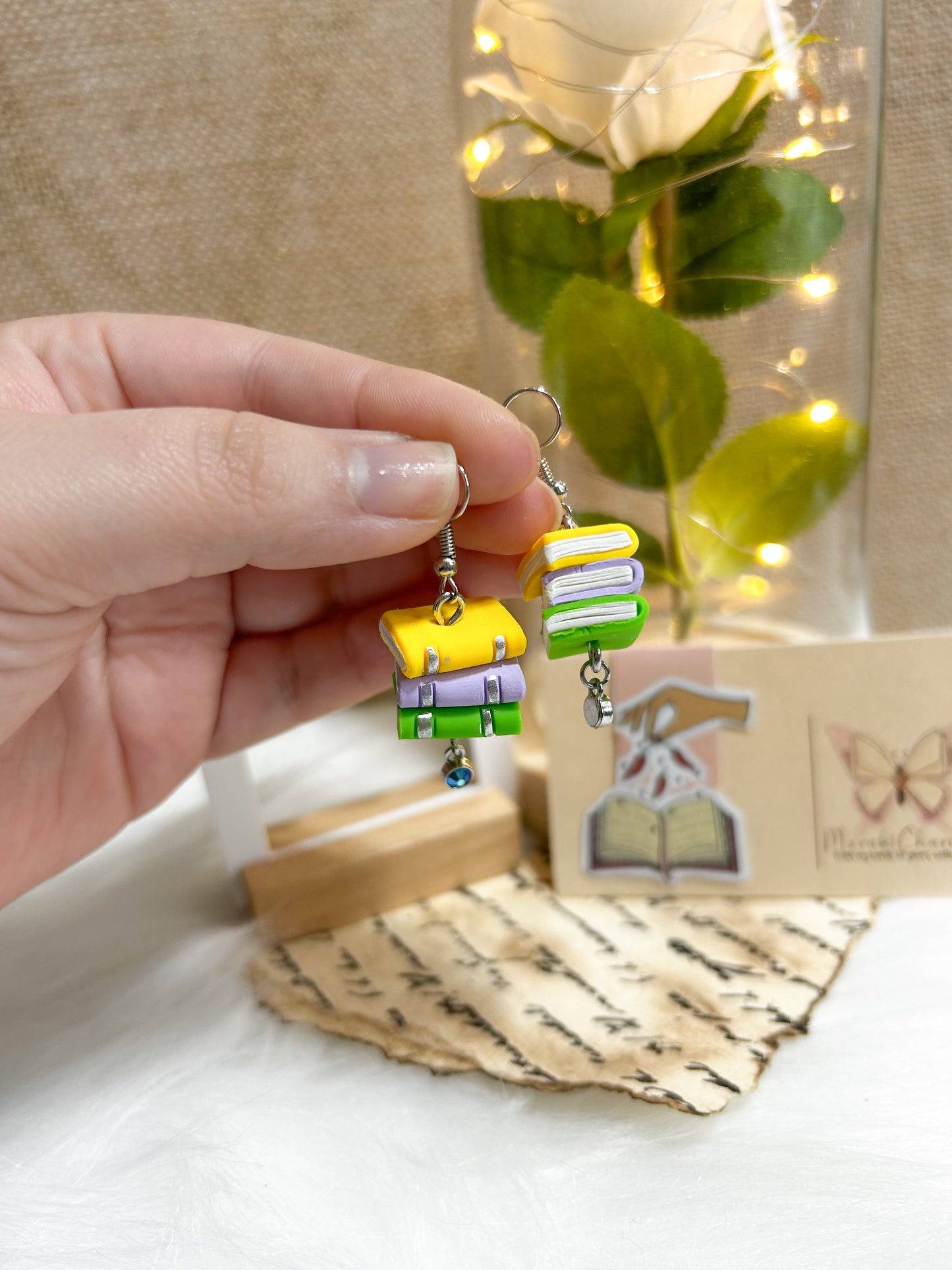 Book Vibrant Dangle Earrings