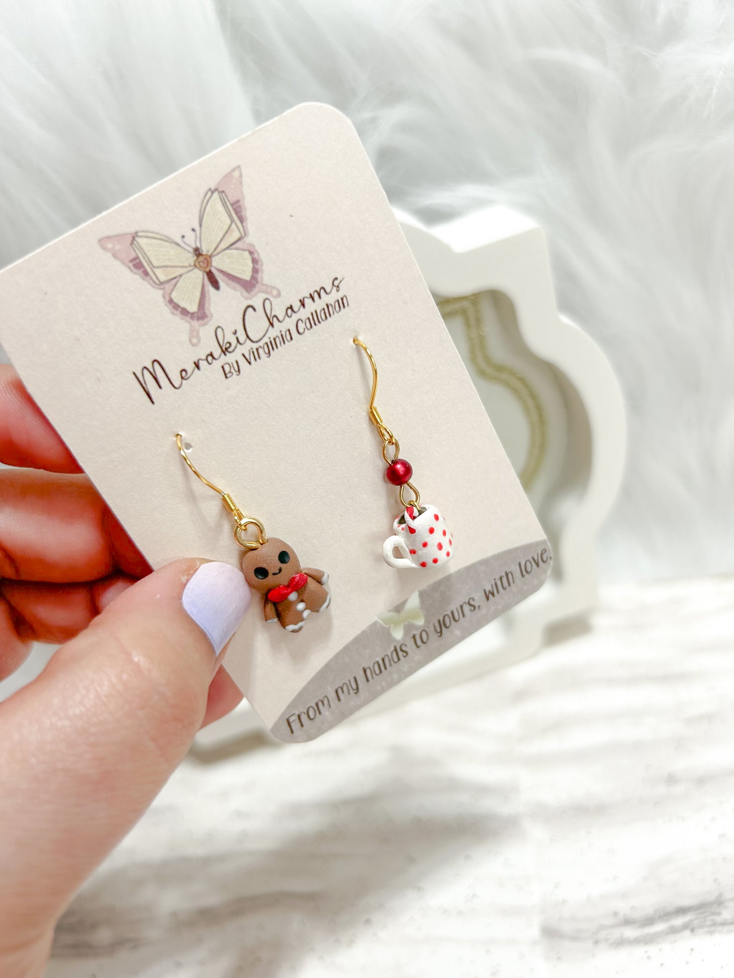 Mini sculpture Gingerbread man Dangle Earrings