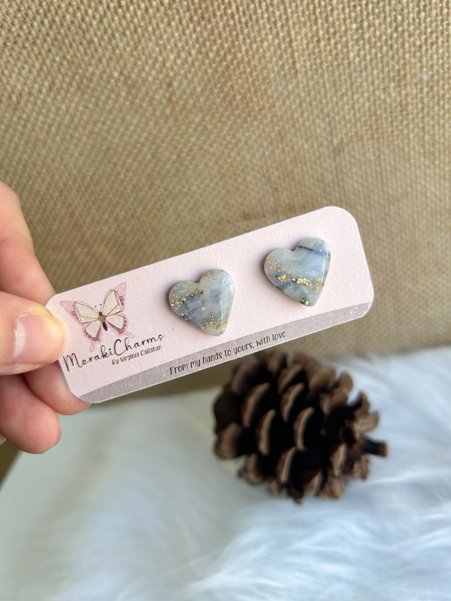 Marble Hearts stud earrings