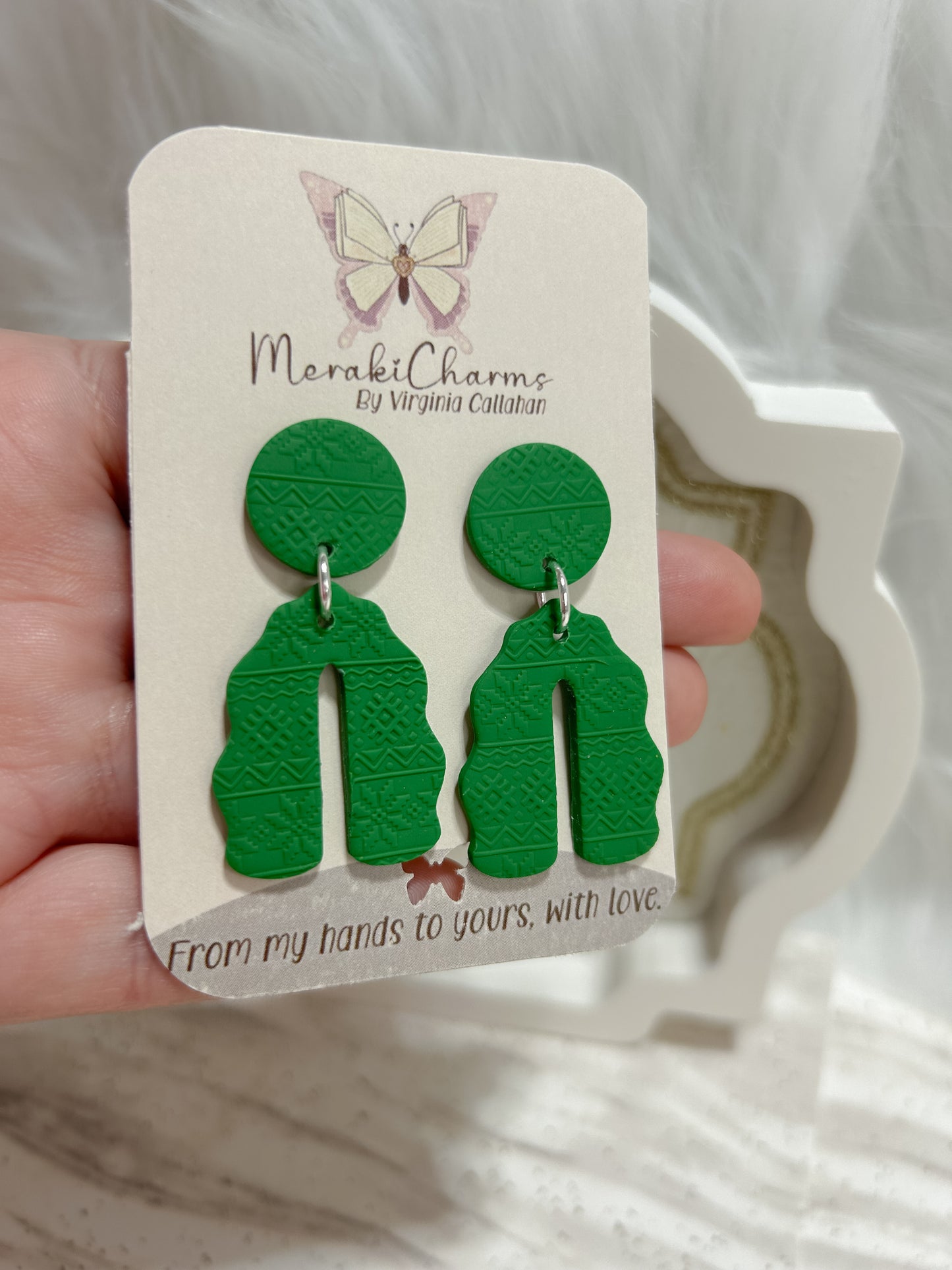 Green Arch Dangle Earrings