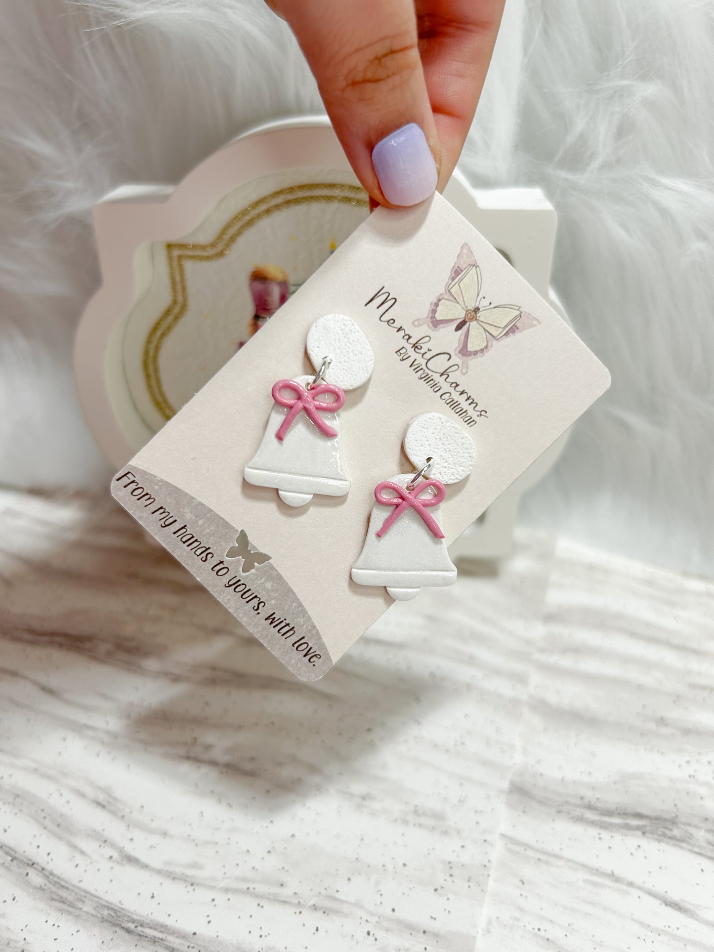 Christmas Bell Polymer Clay Dangle Earrings