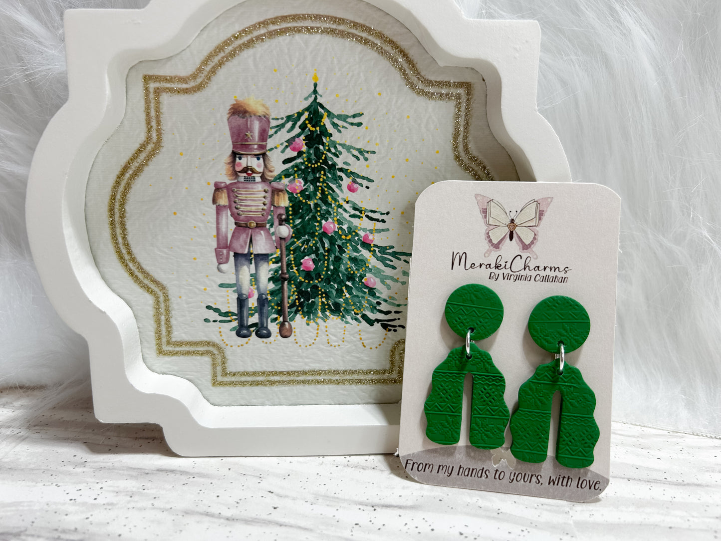 Green Arch Dangle Earrings