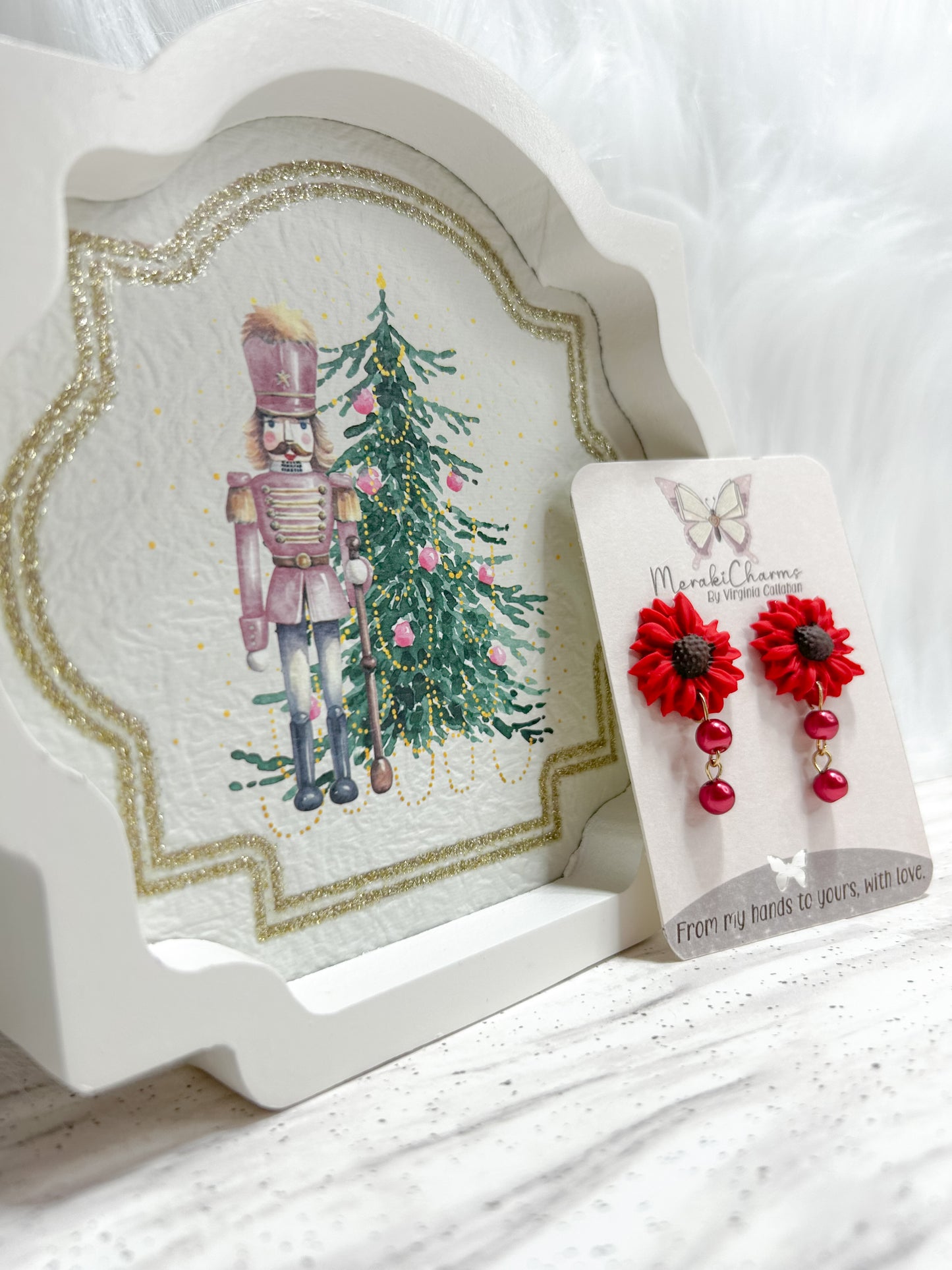 Red Flowers Dangle Earrings