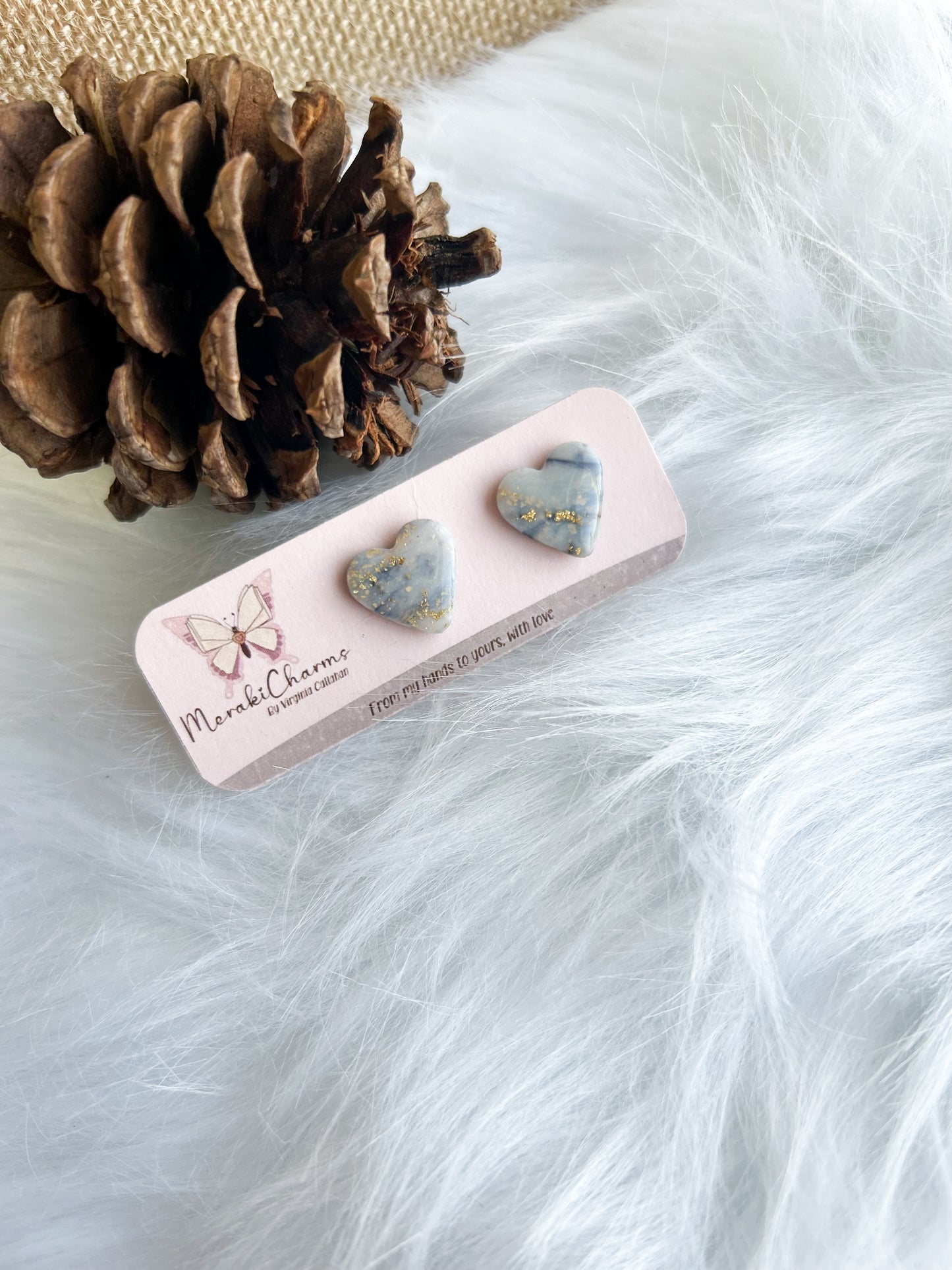 Marble Hearts stud earrings