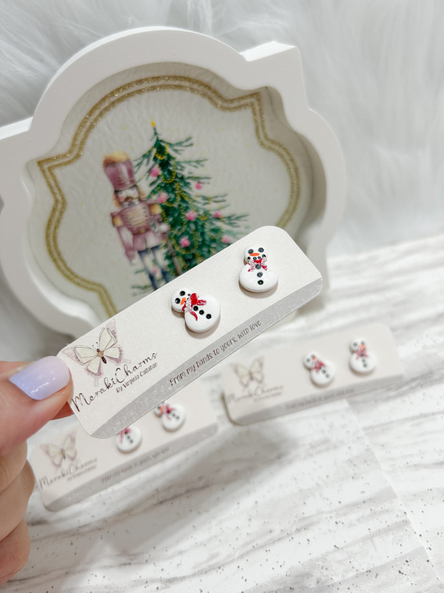 Snow man stud earrings