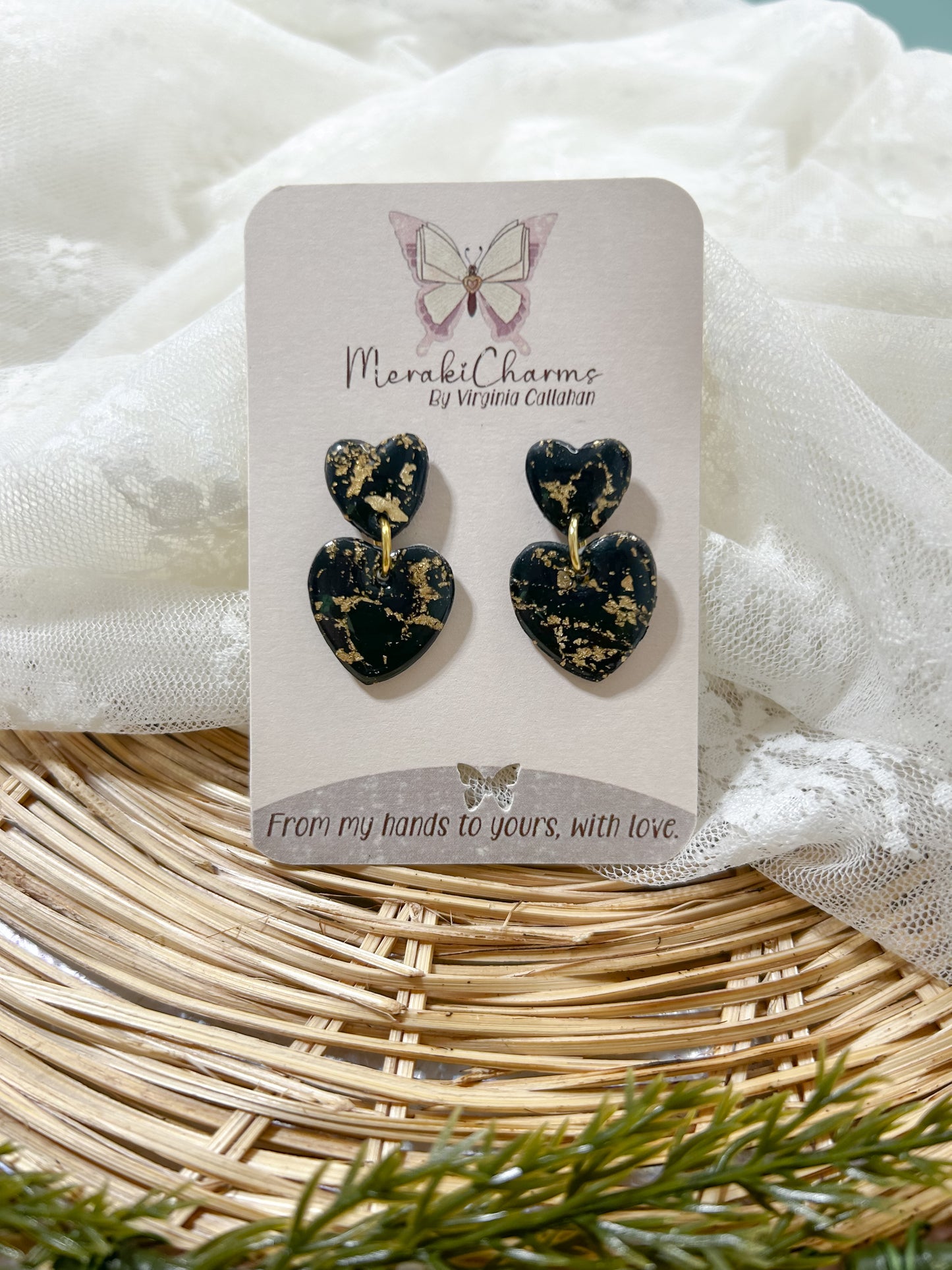 Black and Gold Dangle Earrings