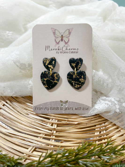 Black and Gold Dangle Earrings