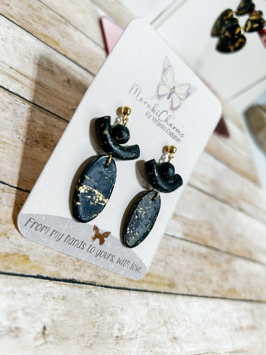 Black and gold Dangle earrings