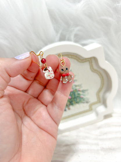 Mini sculpture Gingerbread man Dangle Earrings