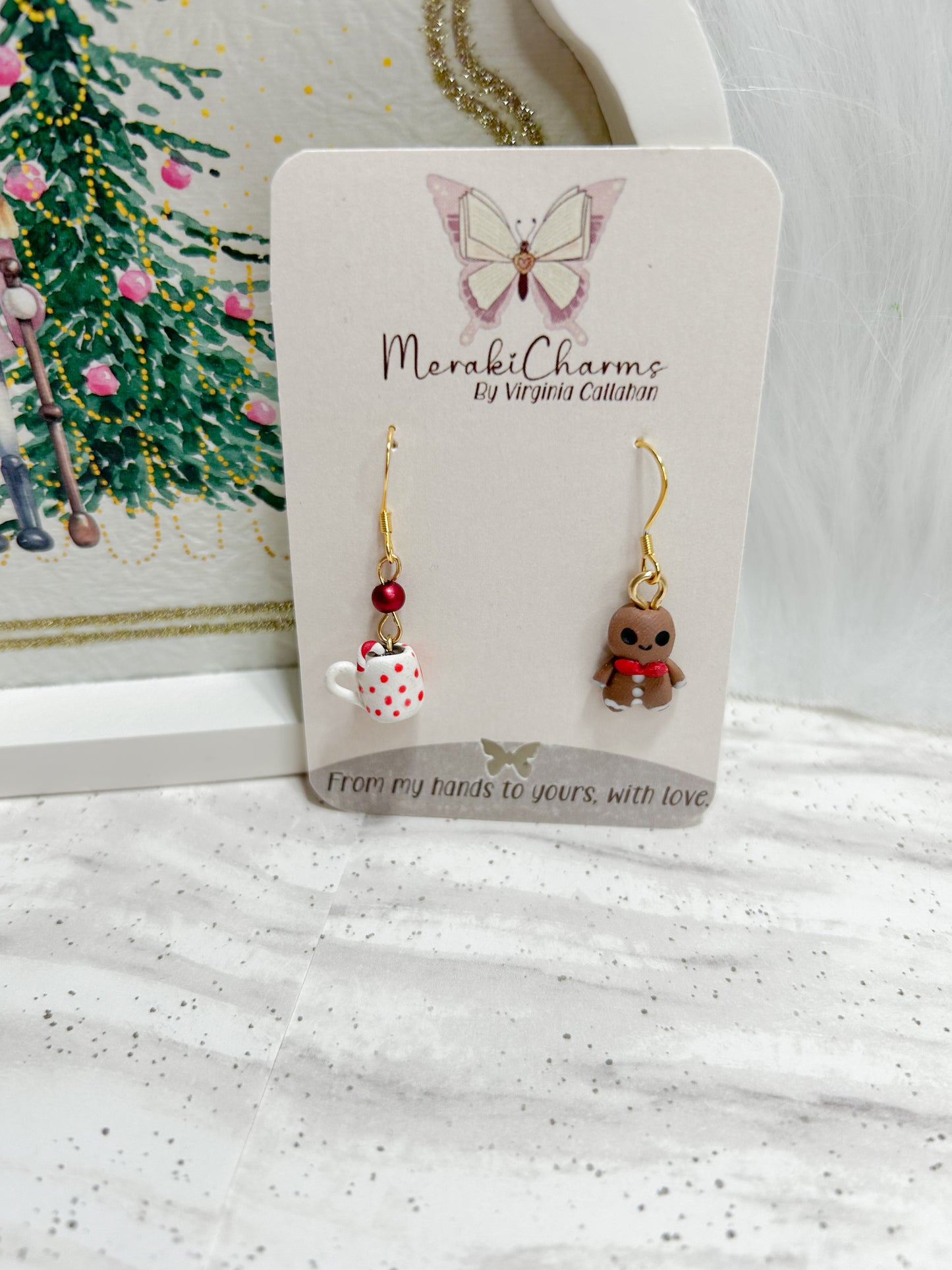 Mini sculpture Gingerbread man Dangle Earrings